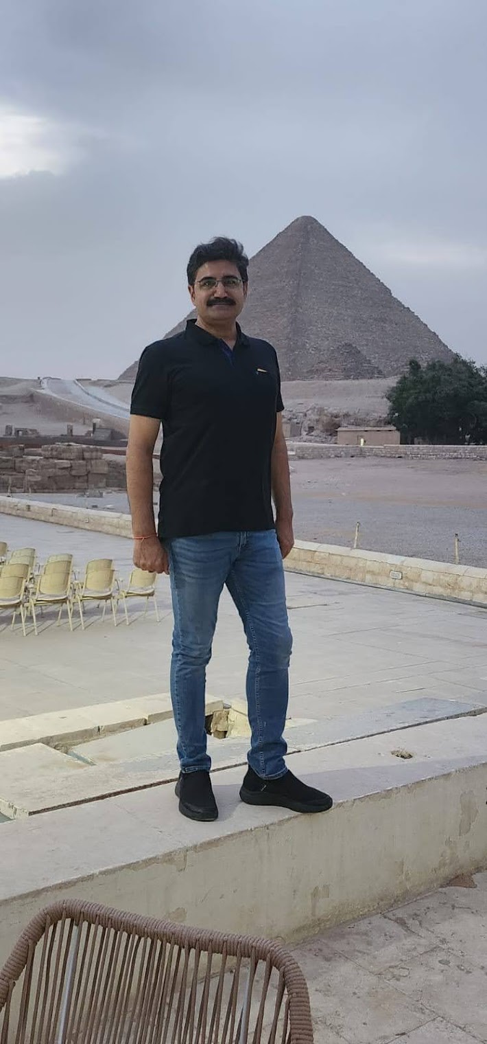 Dr. Dayal at the Great Pyramid of Giza, Egypt